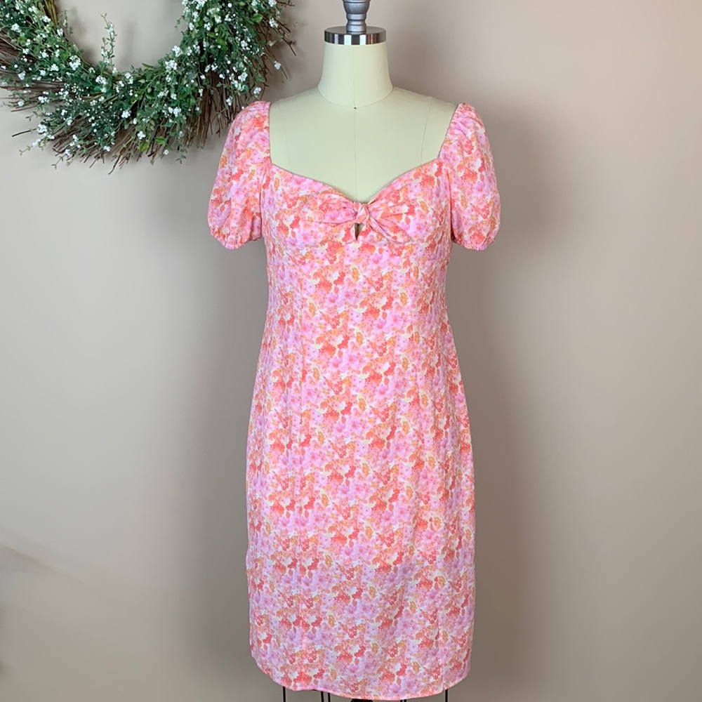Kingston Grey Pink Floral Midi Dress - Size L